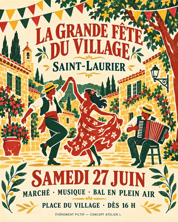 Affiche La Grande Fête du Village, création fictive
