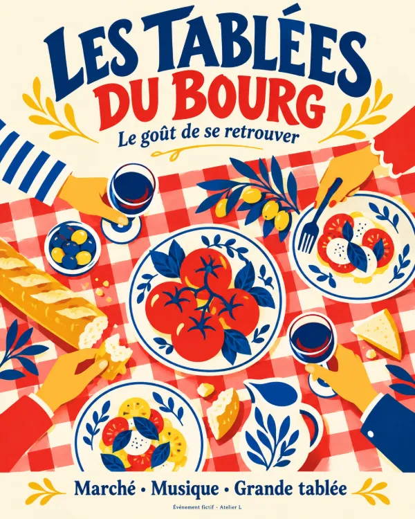 Affiche Les Tablées du Bourg, création fictive